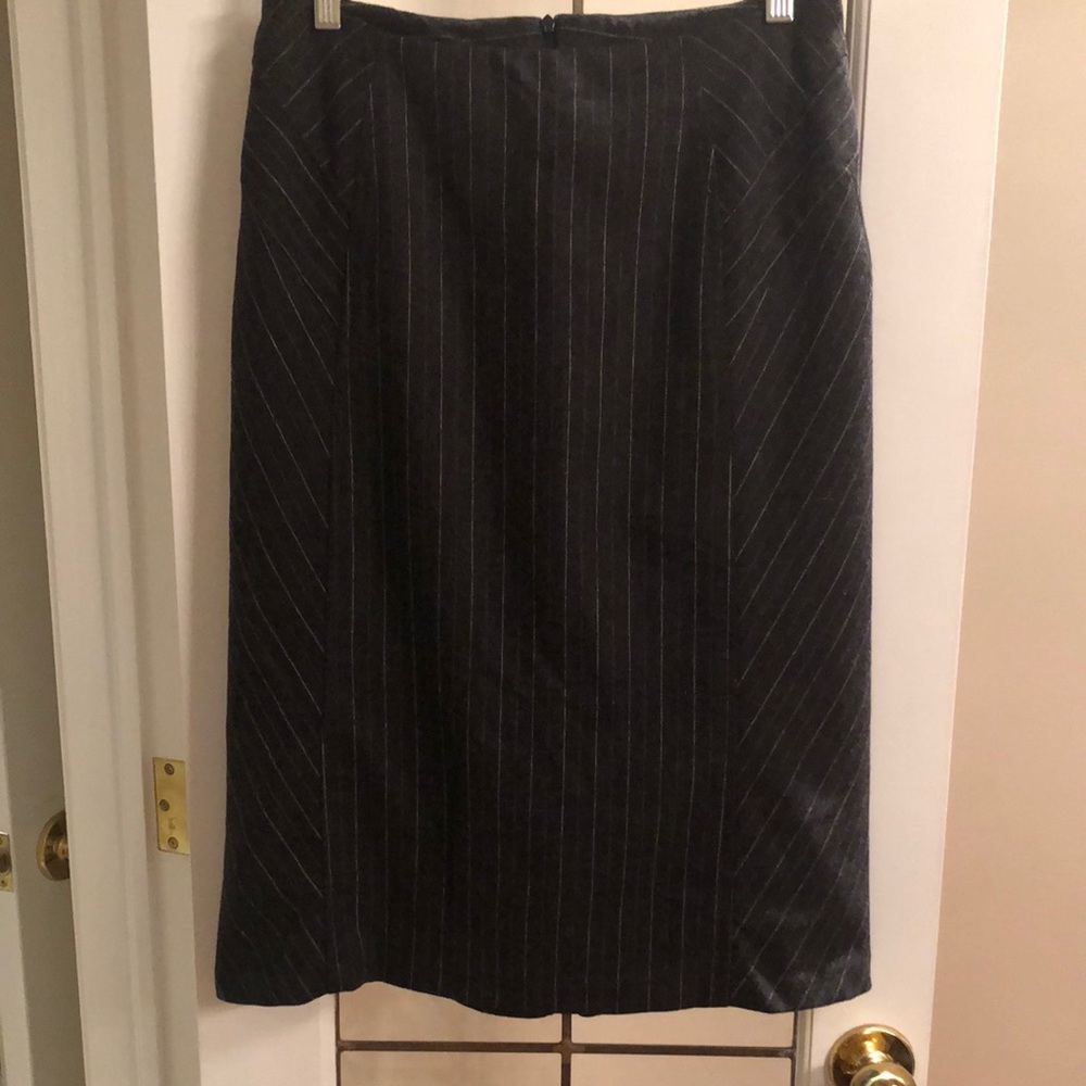 Classic Charcoal Pinstripe A-Line Skirt